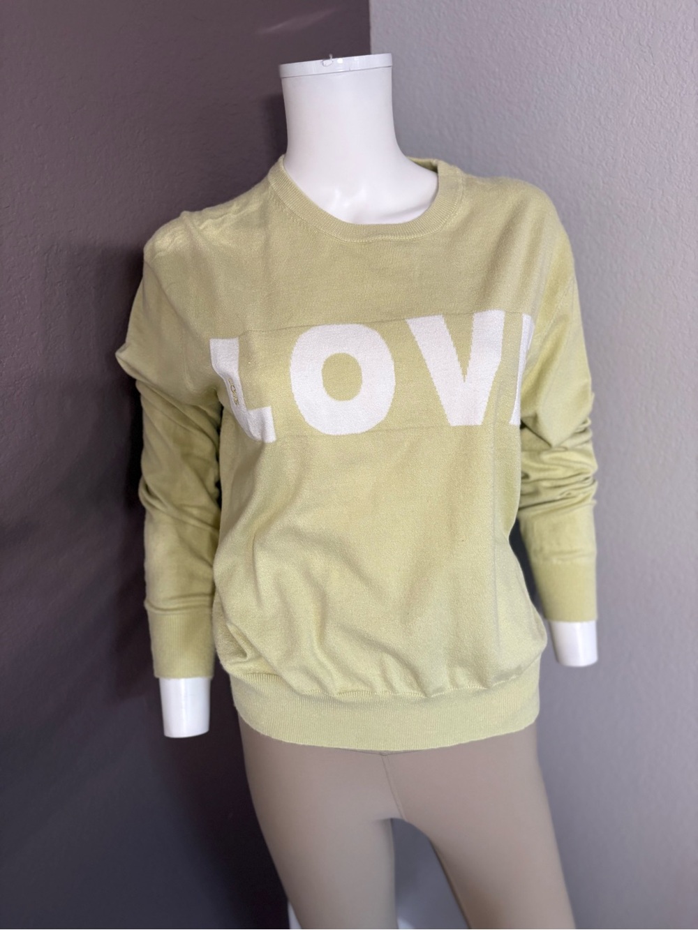 Philosophy Light Green 'LOVE' Crewneck Sweater